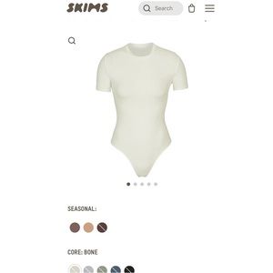 Skims Cotton Jersey T-Shirt Bodysuit in Bone